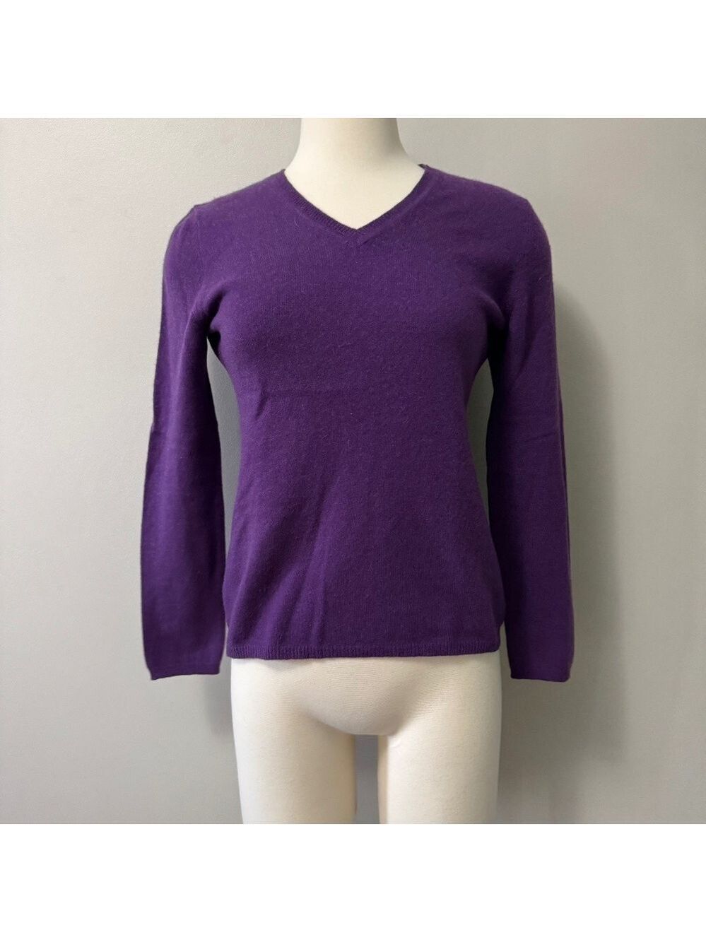 Lord & Taylor Rich Purple Scoop Neck Sweater